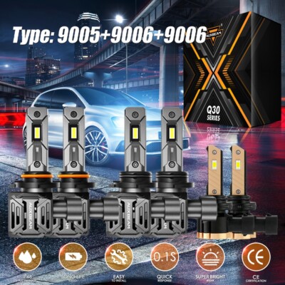 AUXBEAM 9005 9006 Canbus LED Headlight Fog Bulb 6500K For Toyota 4Runner 2003-05