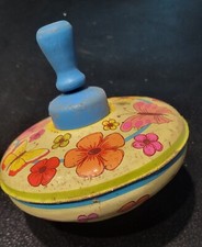 Vintage Metal Spinning Top With Birds, Butterflys and Flowers