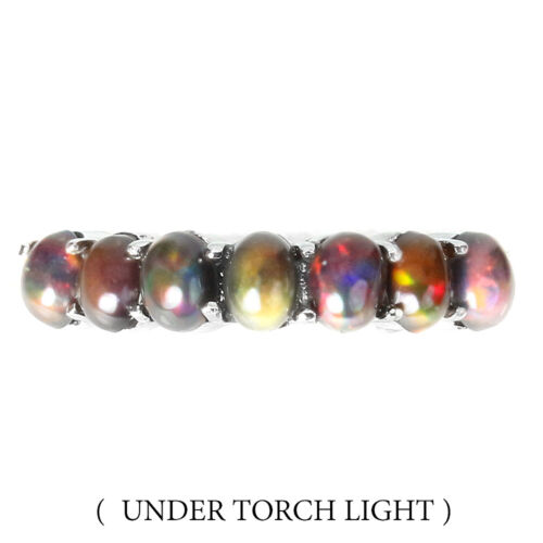Trasparenza Trattato Ovale Nero Opale Caldo Arcobaleno 4x3mm 925 Argento Anello - Foto 1 di 10