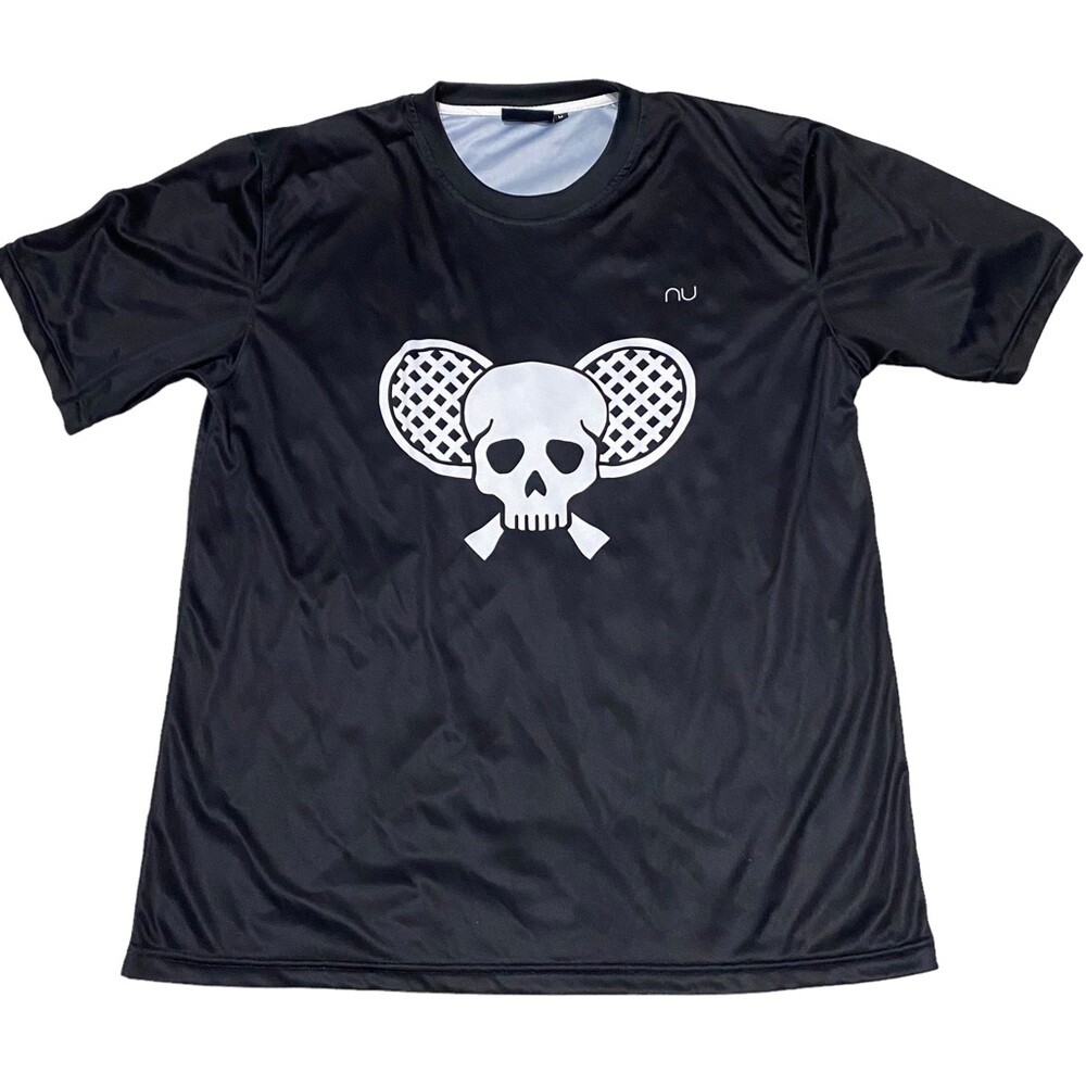 NU Formal Tennis Attire Skull Athletic Tee Sz M Gem
