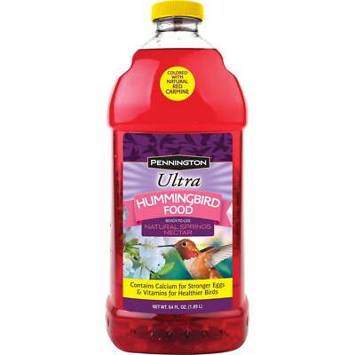 Pennington Ready-to-Use Ultra Hummingbird Nectar Food, No Artificial Dye, 64 oz
