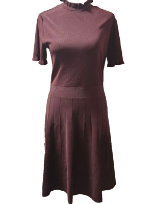 H&M Ladies Jersey Dress Size Medium Dark Brownish Red Color Pleated Skirt  NWT | eBay