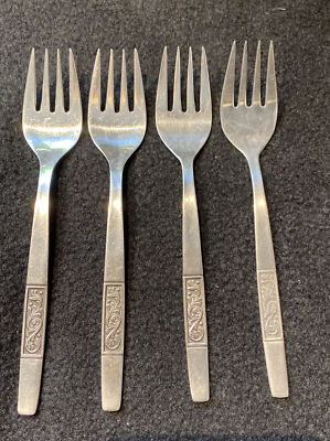 Amefa ROYAL DAMASK Desert Forks Set of 4 * Stainless 6  Holland