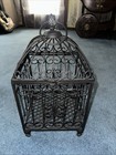 Wrought Iron Metal Lidded Cloche Plant Holder Garden Art Decor Or Bird Cage — photo 1