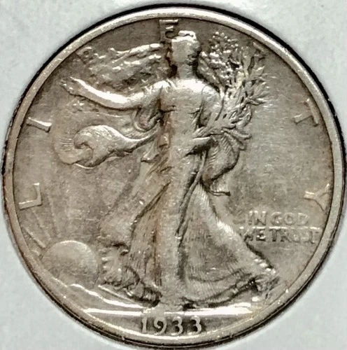 1933-S Liberty Walking Half Dollar XF/AU, Semi Key Date, 90% Silver