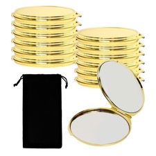 12 PCS Gold Portable Folding Compact Double Sided Makeup Mirror 1X 2X Travel