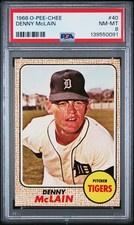 1968 OPC O-PEE-CHEE #40 Denny McLain PSA 8 NM-MT Detroit Tigers Baseball Card