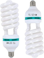2 X 85W Light Bulb 5500K CFL Daylight Spiral Softbox Bulb in E27 Socket for Phot