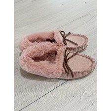 J CREW Women  s Pink Heathered Faux-Shearling Moccasins Slippers AR809 Size 8