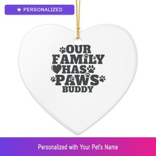 Custom Pet Paw Print Ornament Personalized Heart Shaped Pet Lover Gift Dog Owner