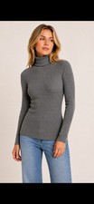 Everlane Women’s Ribbed Wool Turtleneck Sweater Gray Size M