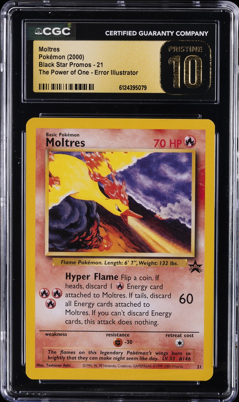 2000 POKÉMON BLACK STAR PROMOS #21 MOLTRES CGC 10 PRISTINE