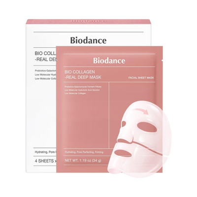 Biodance Real Deep Mask Hydrogelmaske Set, Hyaluronsäure, Kollagen, 4 Stück