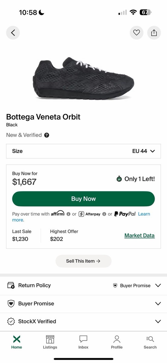 Bottega Veneta Black Shadow Orbit Suede Sneakers 44 mens View 6