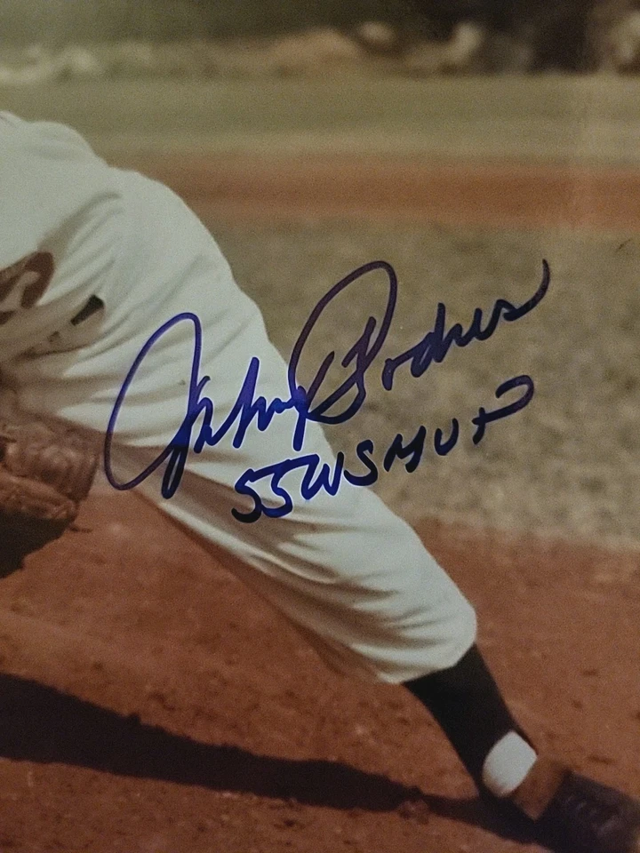 Foto firmada 1955 MVP de la Serie Mundial Brooklyn La Dodgers Johnny Padres 8x10 certificado de autenticidad Foto 2 de 4