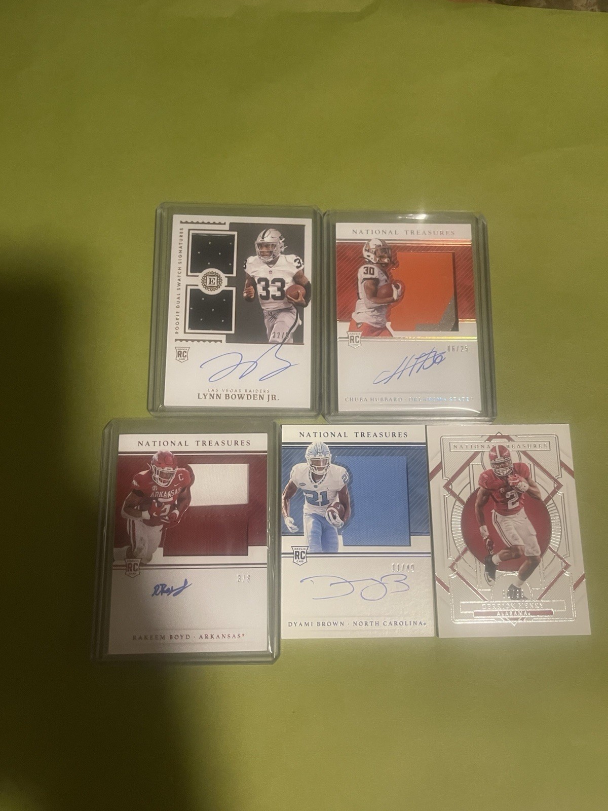 National Treasures 2021 NFL Football Patch Auto #’d Running Backs 5 Card Lot