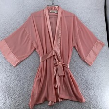 Vtg Victoria's Secret Gold Label Sheer Satin Robe Womens OS Belted Kimono Lounge