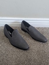 Size 10D Men's Stacy Adams Saville Grey/Black Slip On Dress Shoe Loafers