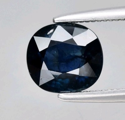 1.37 CT Deep Blue Australia Sapphire Cushion Cut Loose Gemstone & Free  