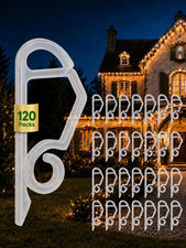 120 Pack Christmas Light Clips, Outdoor Gutter Hooks  Reusable No-Tool Plastic