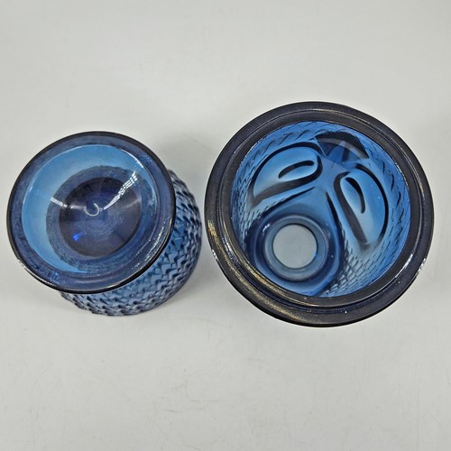 Vintage Kerzenhalter anthrazit blau Wikinger Glas Eule Fee Lampe selten - Bild 6 von 9
