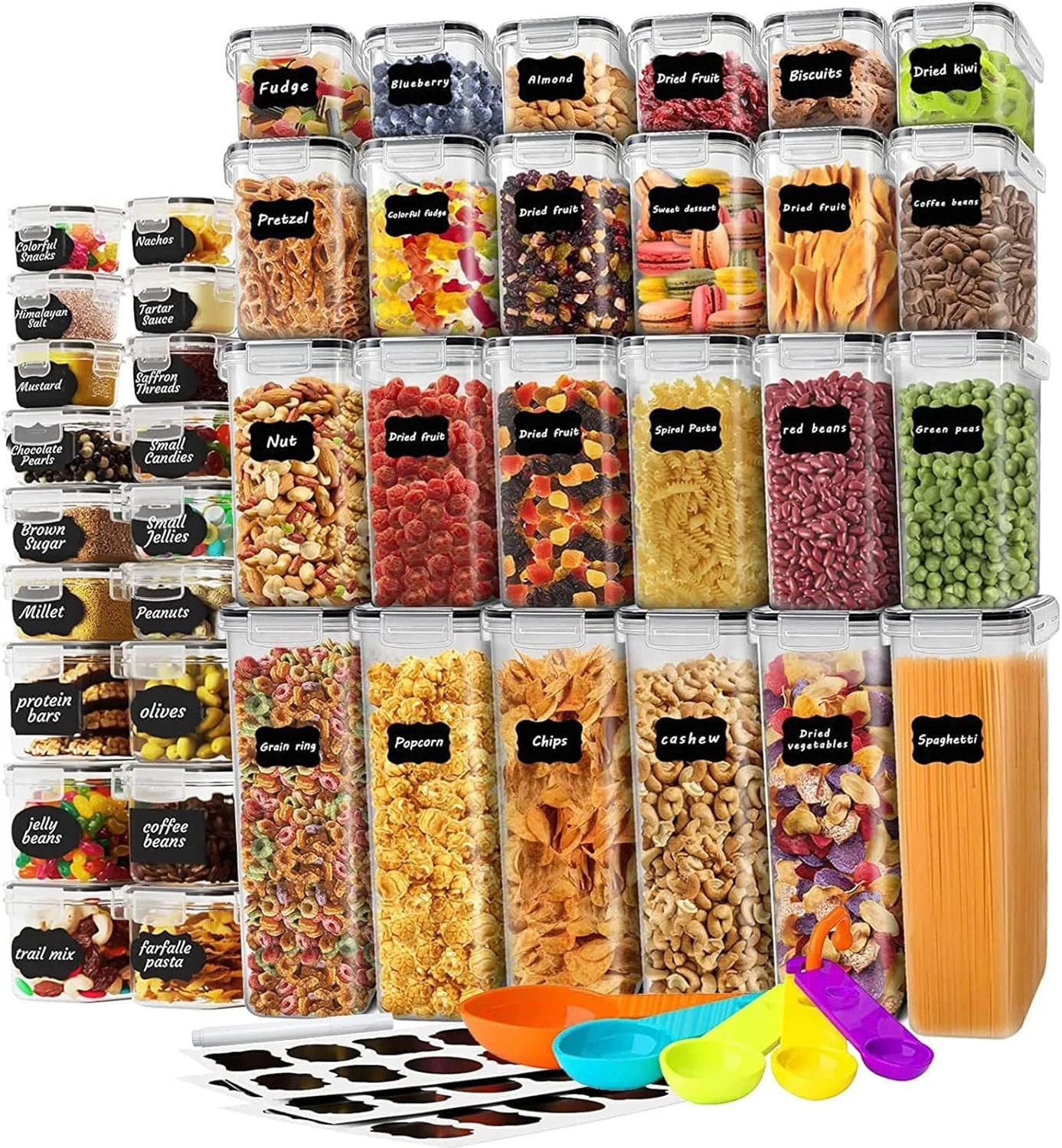 stusgo 42 Pack Airtight Food Storage Containers with Lids, Plastic Clear