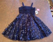 Rare Editions Big Girls Sleeveless 3D Butterfly-appliqued Mesh Dress Size 14