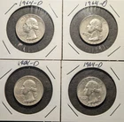 (4) 1964-D Washington Quarters - 90% Silver-4 coins total