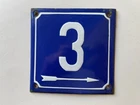 Vintage Enamel Porcelain House Number 3 Arrow Door Sign