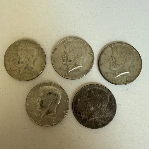5x Kennedy Half Dollars 40% Silver - FREE SHIPPING