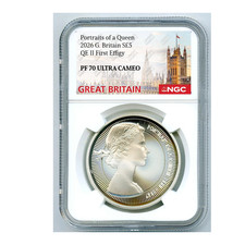 2026 GB £5 QEII PORTRAITS OF A QUEEN 1ST EFFFIGY 1OZ SILVER PROOF NGC PF70