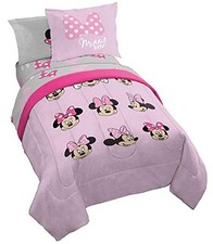Disney Minnie Mouse Faces 7 Piece Full Bed Set - Includes Comforter  Sheet Set
