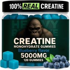 Creatine Monohydrate Gummies 5000mg – Blueberry, 120 Count (30 Servings) | Pre-W