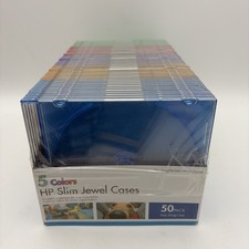 HP 5 Colors CD's / DVD's Slim Jewel Cases - 50 Pack Empty Storage Cases