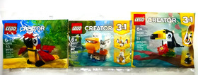 LEGO Creator:31158 Sea Animals, 31128 Dolphin Turtle, 30472 Parrot, 30571, 30688