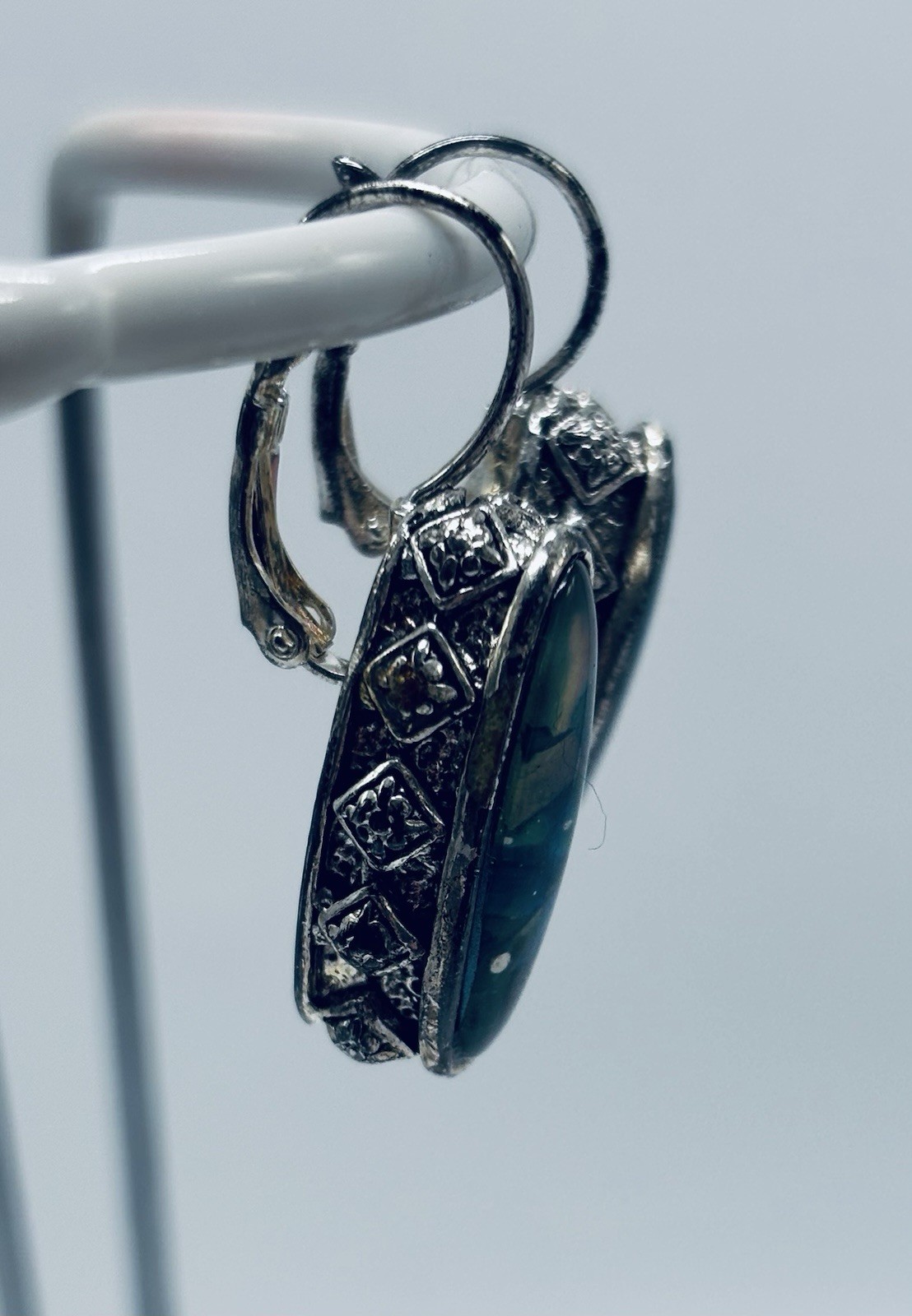 Abalone Shell Gemstone Drop Dangle Antique Design… - image 2