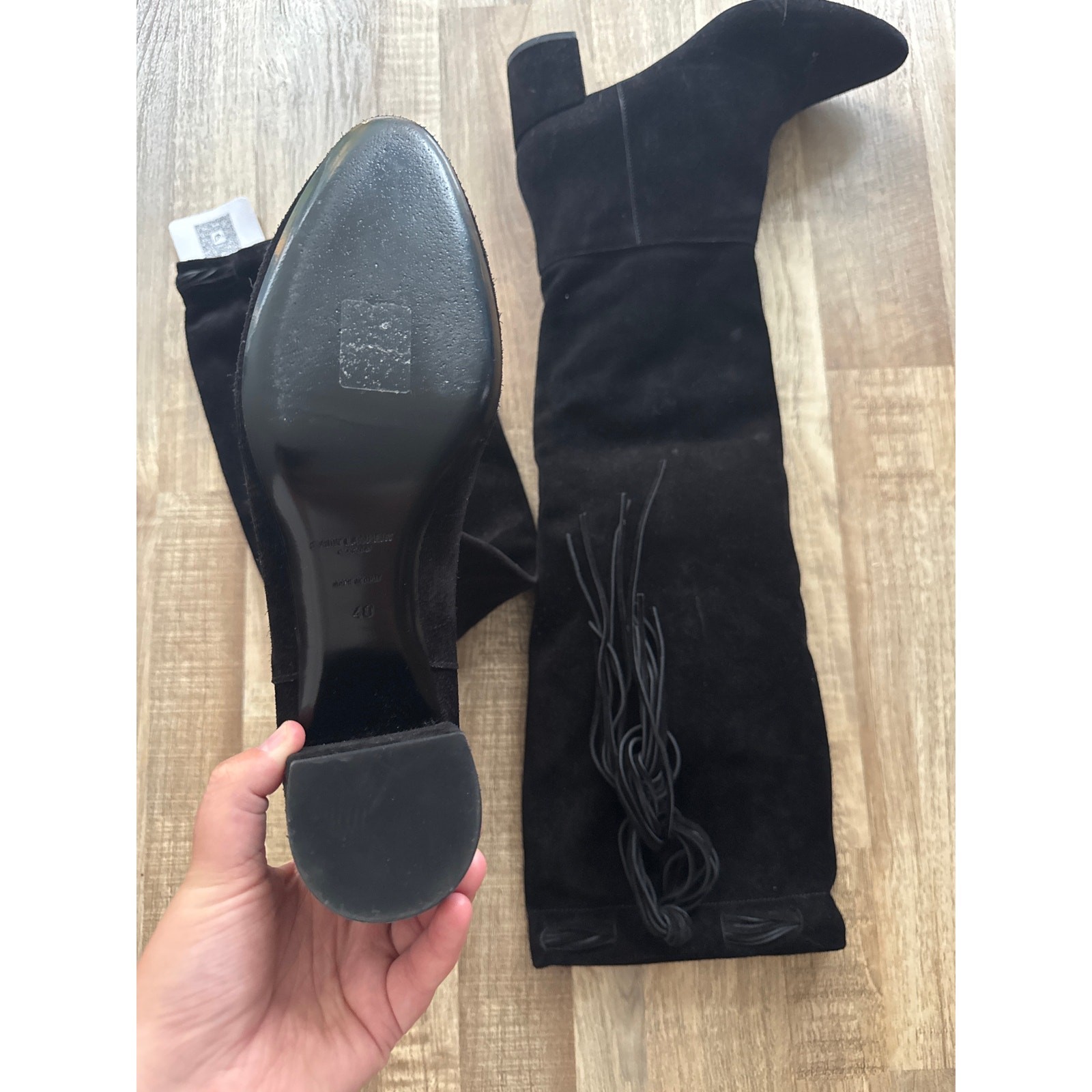 Stivali donna Saint Laurent Laura 50 frange pelle nera taglia 40 designer boho