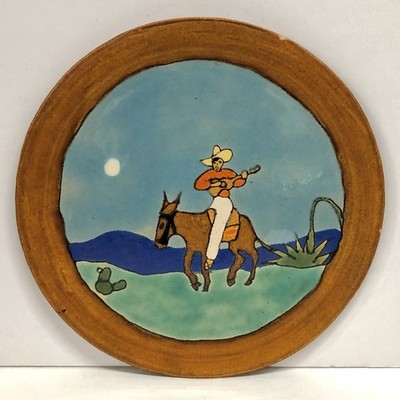 San Jose  Vintage Decorated Plate Man on Donkey