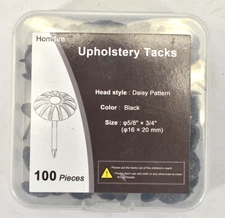 Homdire Upholstery Tacks 100 Piece Kit Decorative Nails 5/8" x 3/4" Black