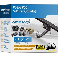 ANHÄNGERKUPPLUNG für Volvo V50 04-12 starr GDW +7pol E-Satz ECS