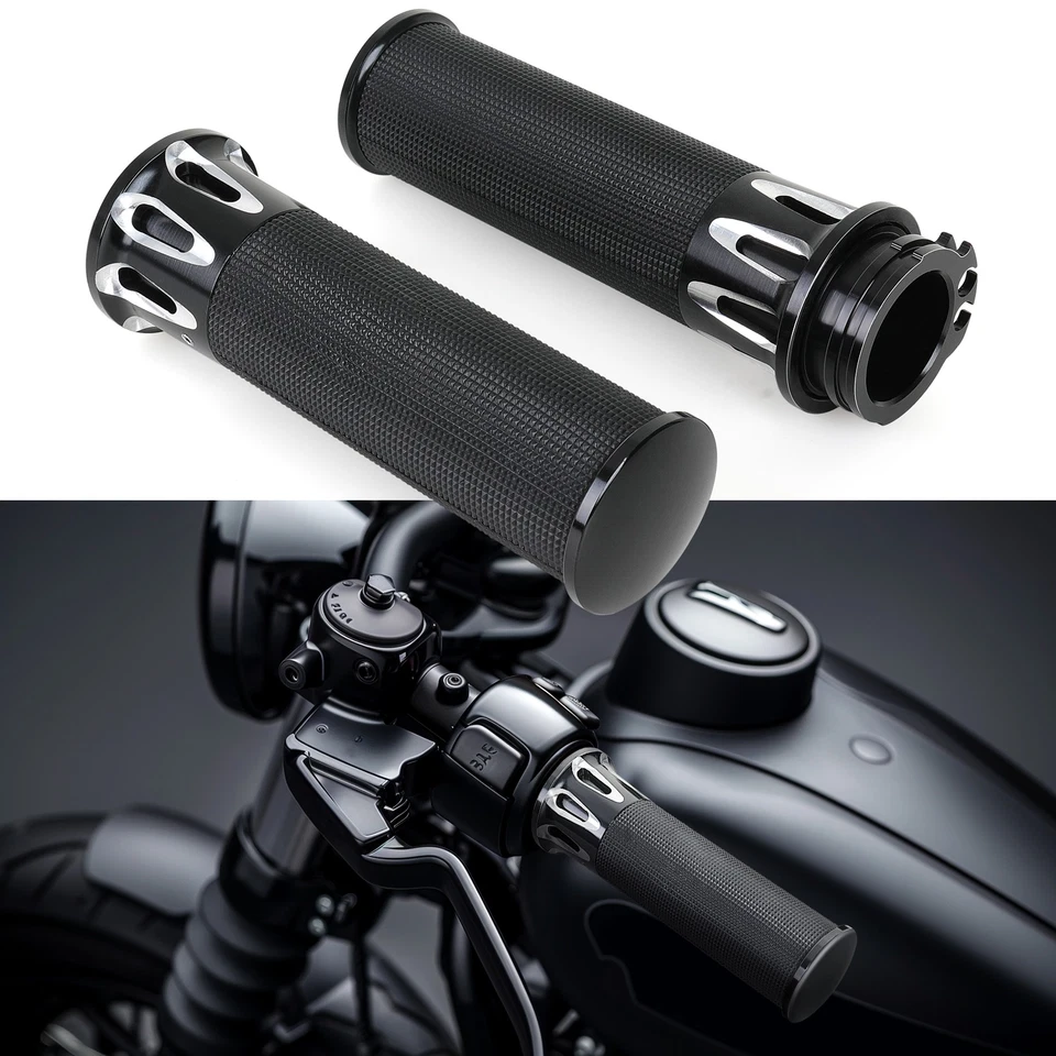 For Yamaha V-Star 650 950 1100 1300 Motorbike 1" HandleBar Hand Grips w/Throttle - Image 3 of 4