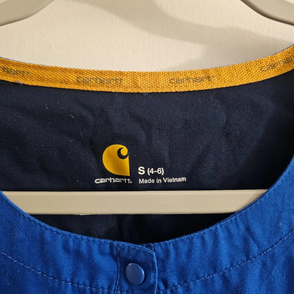 CARHARTT Women's snap Front Scrub Nursing Medical Jack Long Sleeve Blue Size Sm - Image 3 of 4