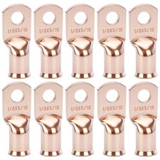 10pcs 1/0 AWG - 5/16 M8 Battery Lugs, Heavy Duty Wire Lugs, Ring Terminals,...
