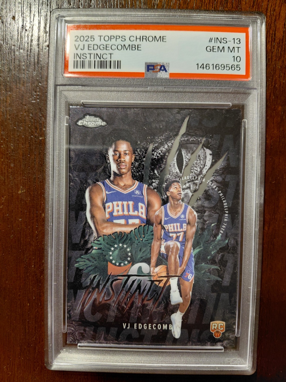 VJ Edgecombe PSA 10 2025 Topps Chrome Instinct Rookie GEM MINT 76ers