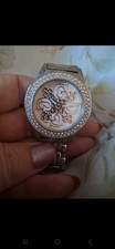 Guess Vintage Y2k Silver Plated Pink Diamante Wrist Watch Paris Hilton Style tlc