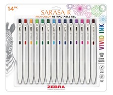 Zebra Pen, SARASA R Gel Pens, Assorted Ink Colors, 0.4mm Fine Point, Vivid In...