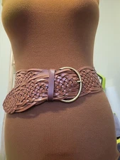 Tarnish Wide Woven Leather Brown Belt Size Small Fits TO Large