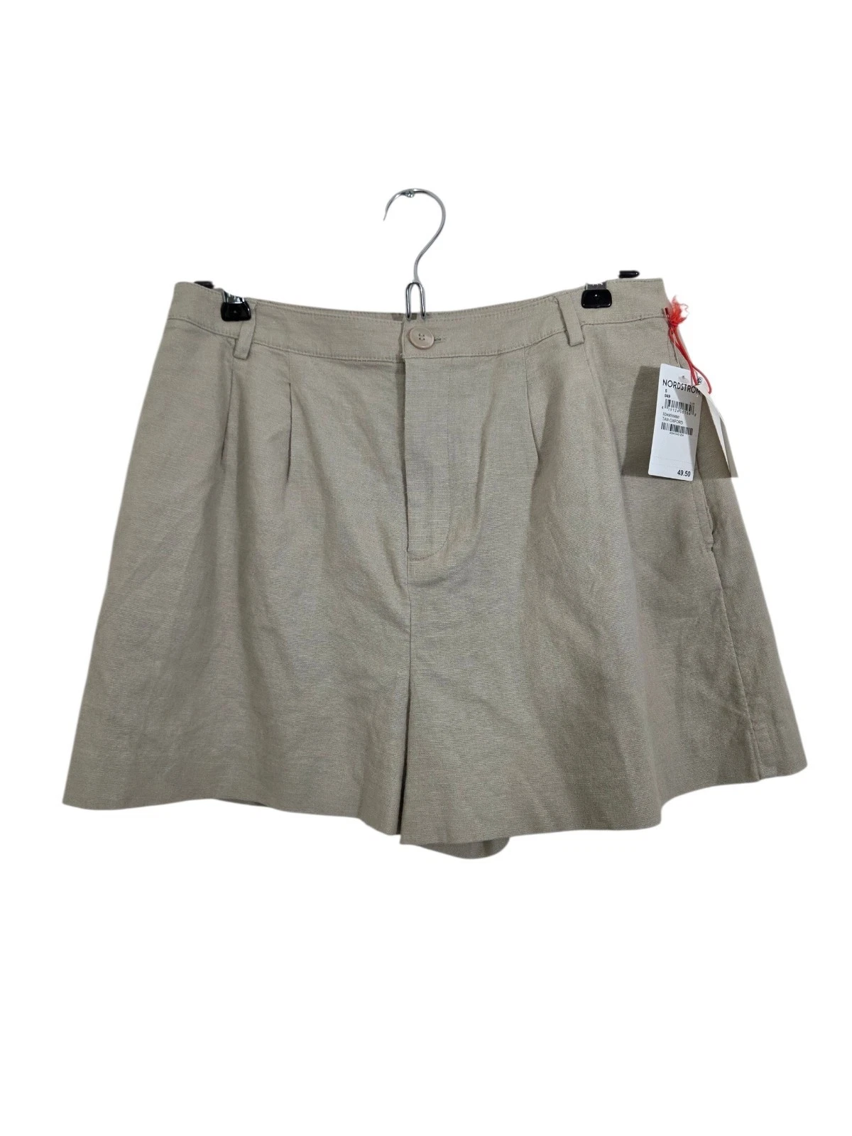 NWT Open Edit Nordstrom Linen Blend Pleated Shorts Tan Neutral Size 6