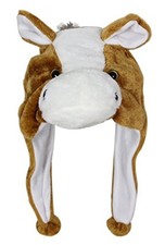 Plush Fun Animal Hats Cap Polyester With Fleece Lining One Size Brown Horse