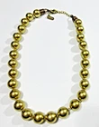 VTG SIGNED KISSAKA 21" adj heavy knotted gold tone bead Necklace costume jewelry